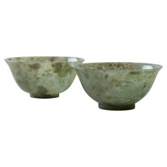 Bols chinois en jade épinard