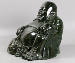 Chinese spinach jade carving of Hotai Buddha