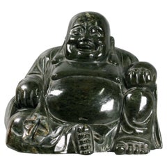 Chinese spinach jade carving of Hotai Buddha