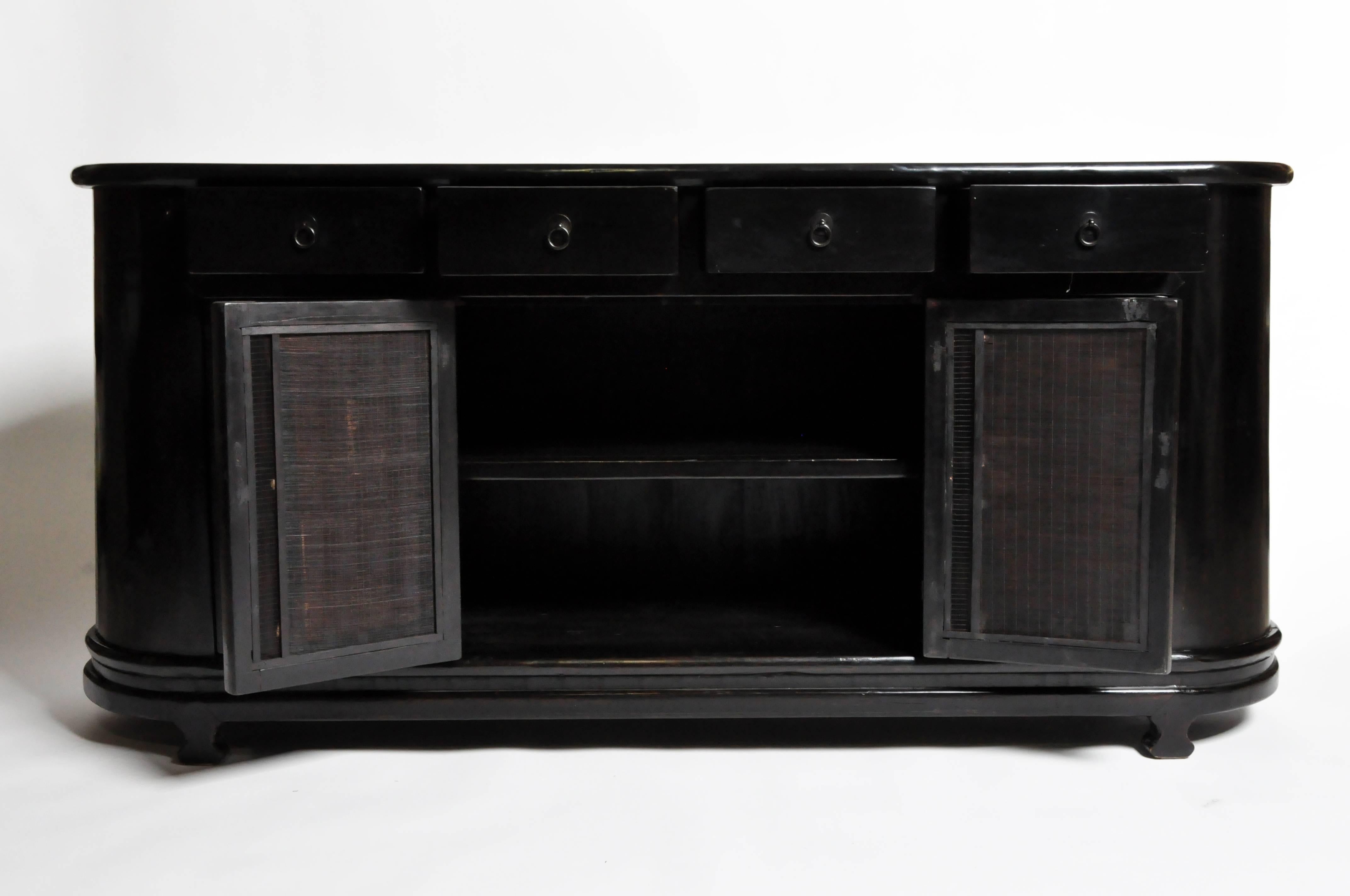 Chinese Spindle Cabinet with Four Drawers and Two Bi-Fold Doors 2