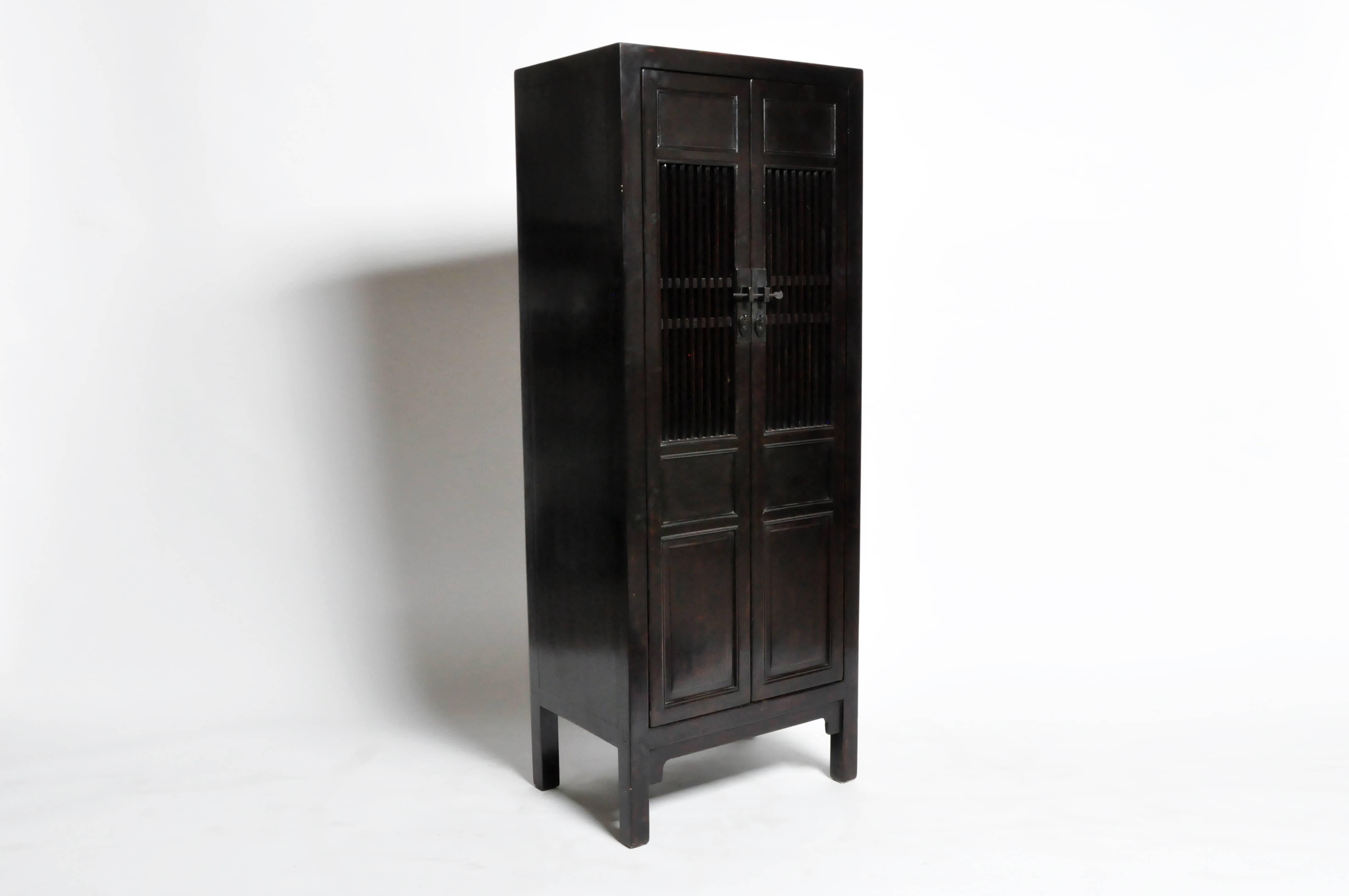 Chinese Spindle Cabinet with Two Shelves In Good Condition In Chicago, IL