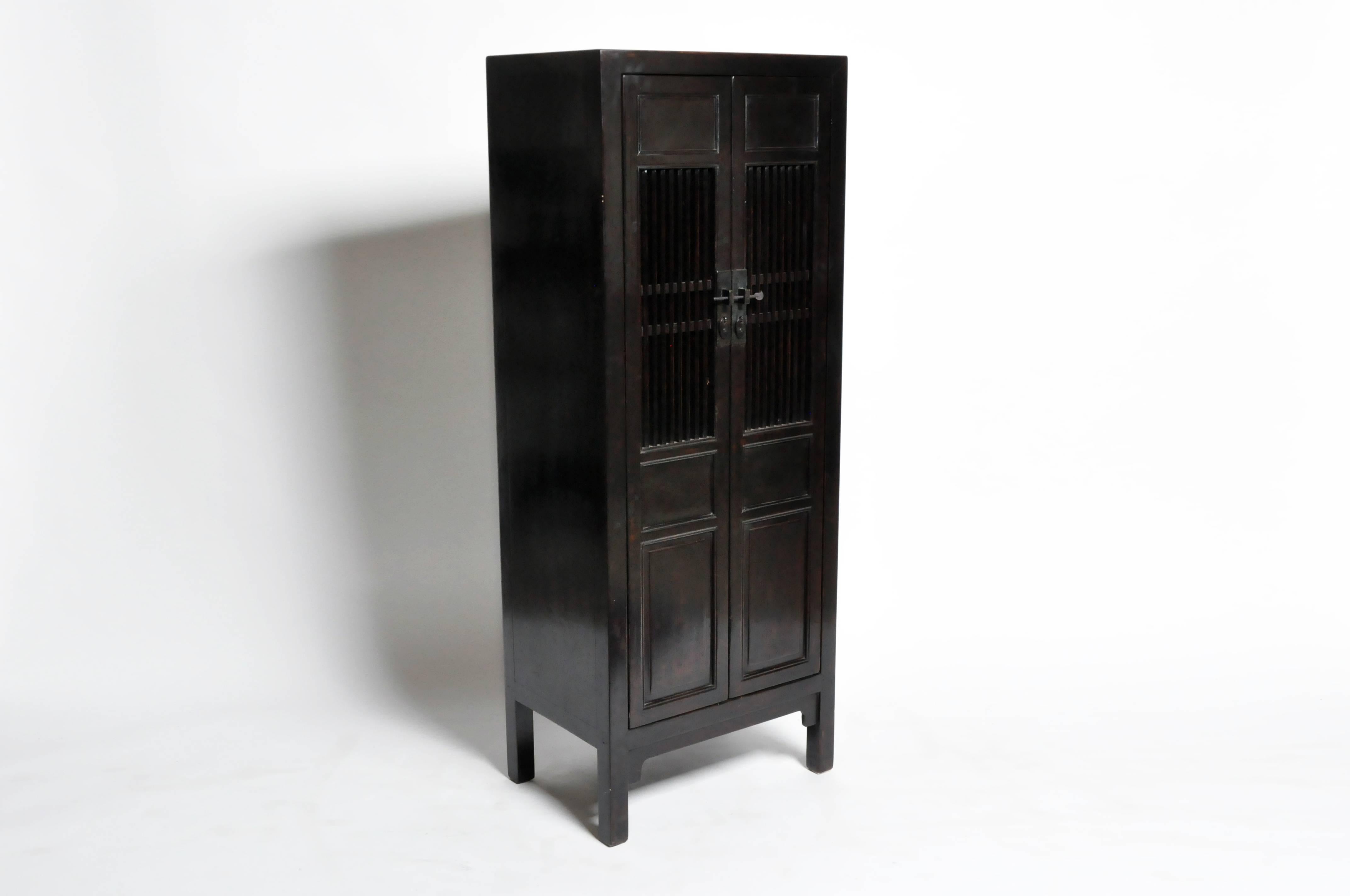 Contemporary Chinese Spindle Cabinet with Two Shelves