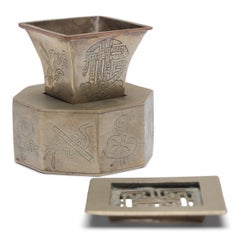 Chinese Spittoon Dross Box with Buddhist Symbols, c. 1900