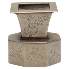 Antique Chinese Spittoon Dross Box with Buddhist Symbols, c. 1900