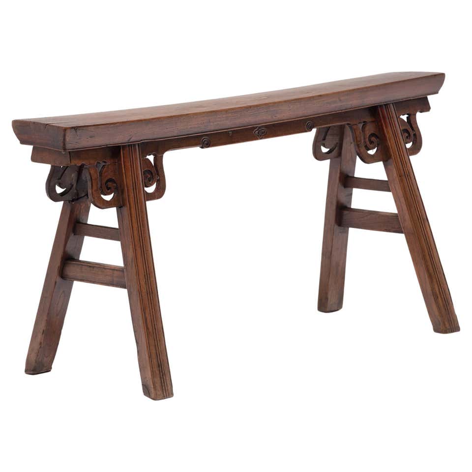 Antique Chinese Black Lacquered Bench with Hidden Storage and Gilt ...