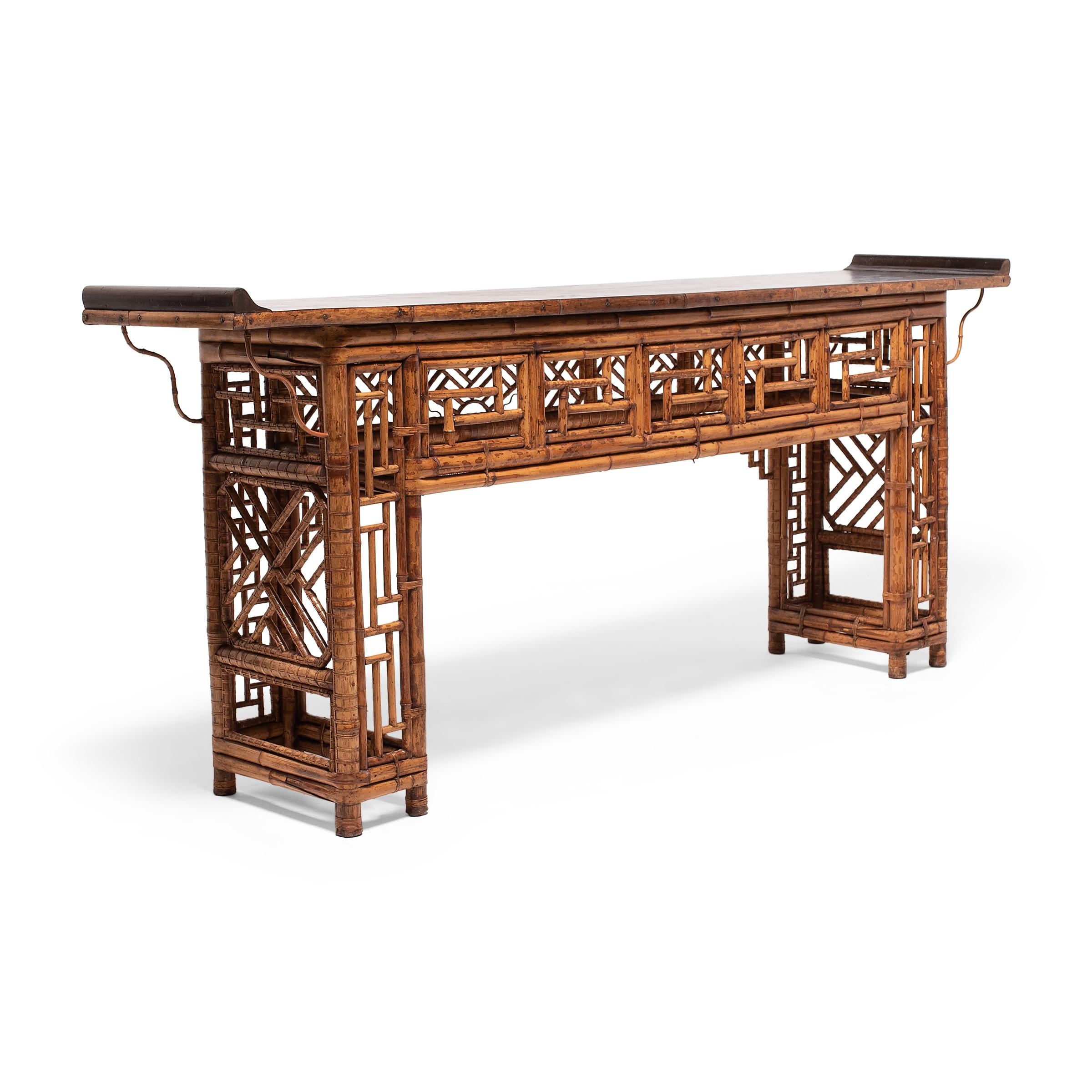 Qing Chinese Spotted Bamboo Altar Table, C. 1850