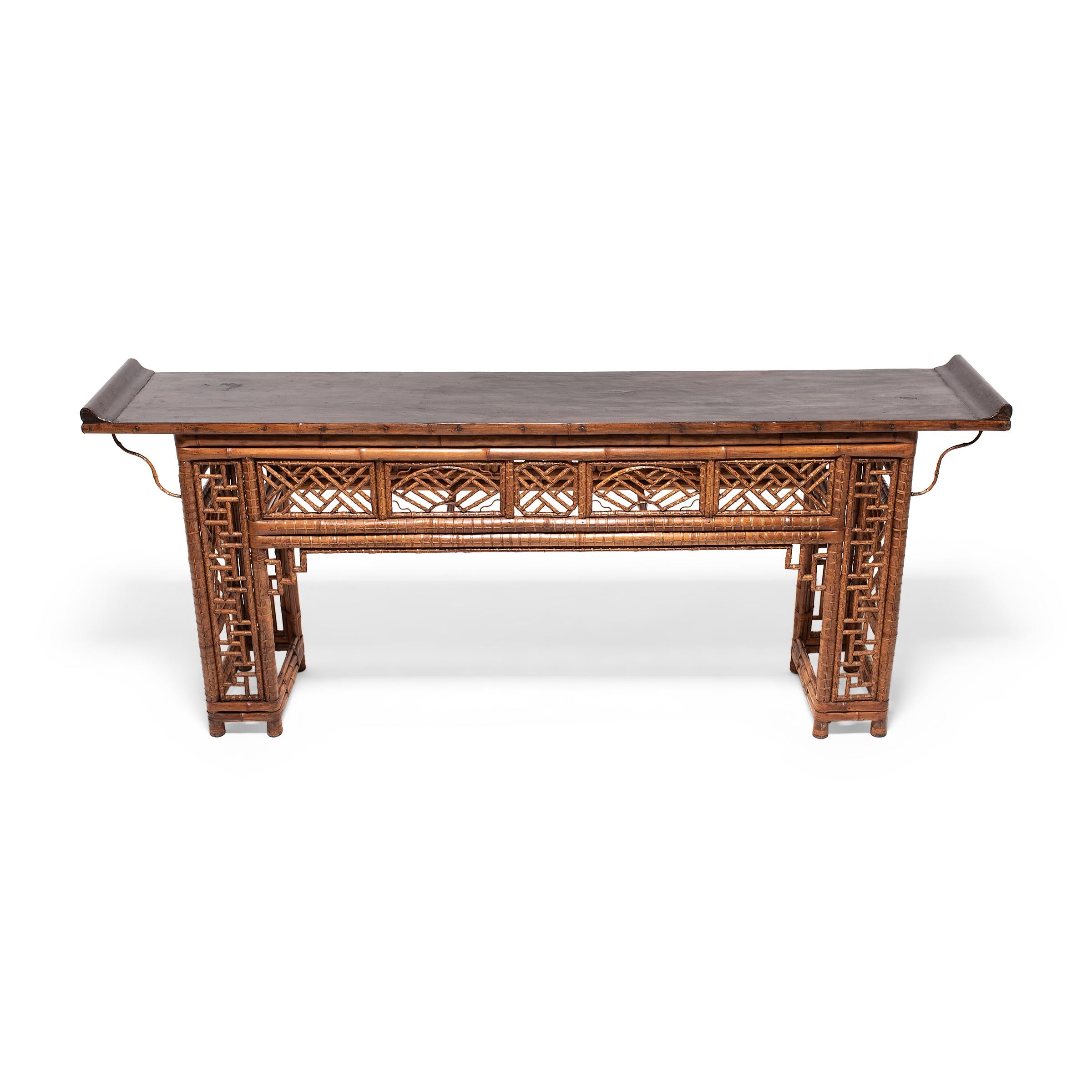 Chinese Spotted Bamboo Altar Table, C. 1850 In Good Condition In Chicago, IL