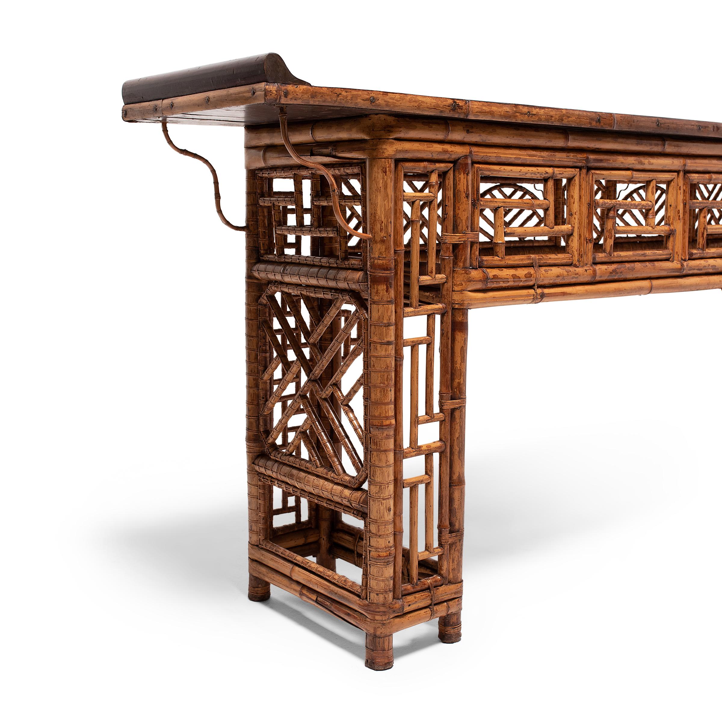 Chinese Spotted Bamboo Altar Table, C. 1850 1
