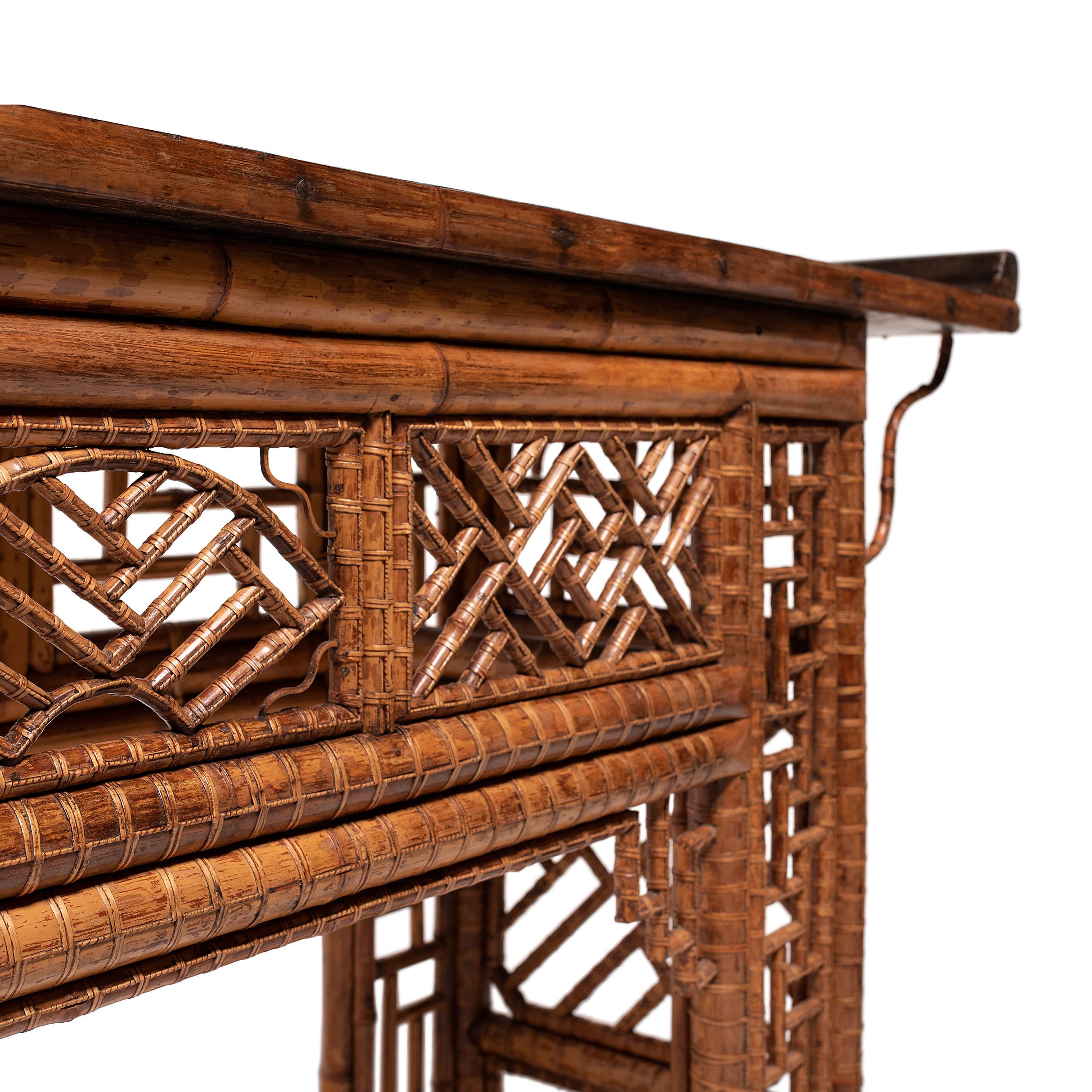 Chinese Spotted Bamboo Altar Table, C. 1850 2