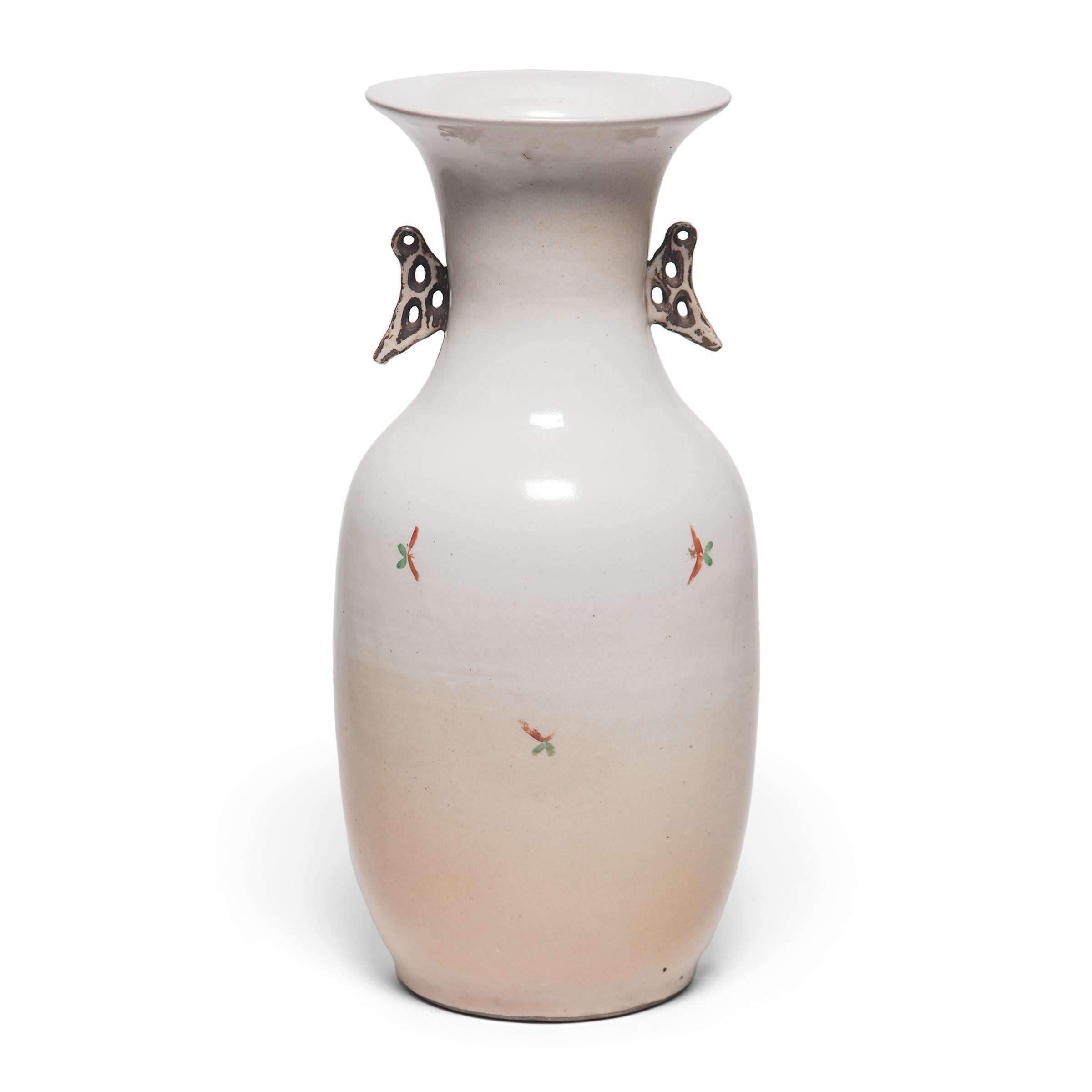 Qing Chinese Springtime Phoenix Tail Vase, circa 1900 For Sale