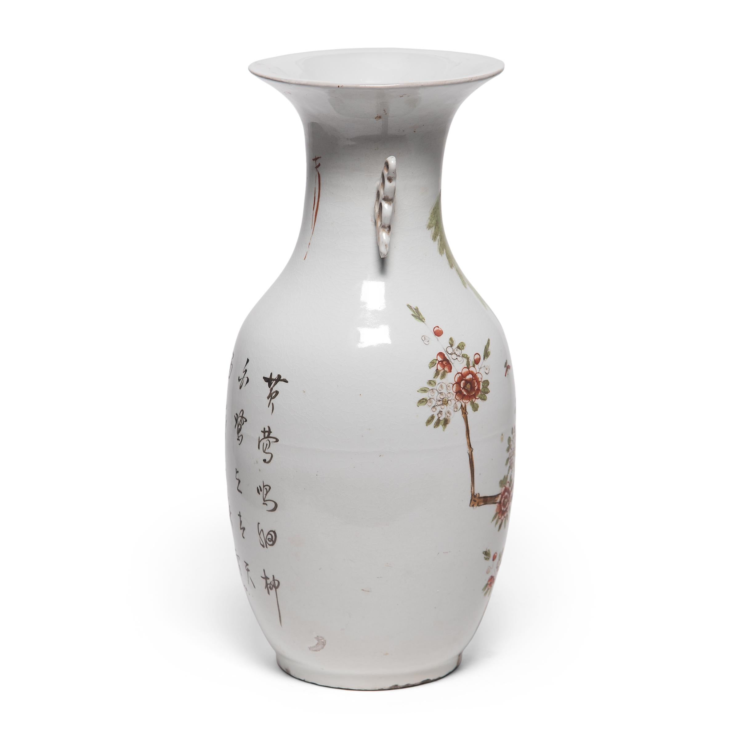Glazed Chinese Springtime Phoenix Tail Vase, circa 1900