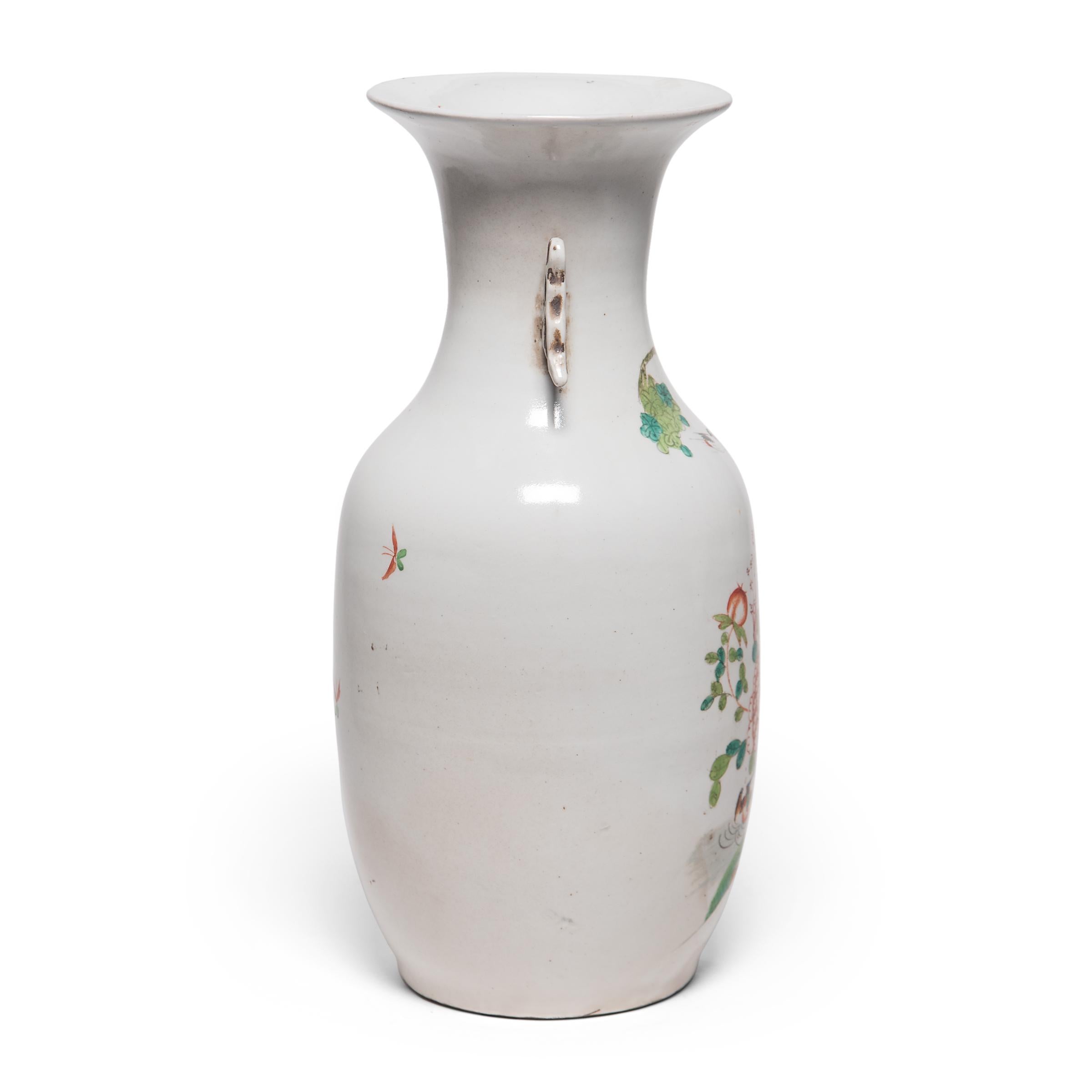 Qing Chinese Springtime Phoenix Tail Vase, circa 1900 For Sale