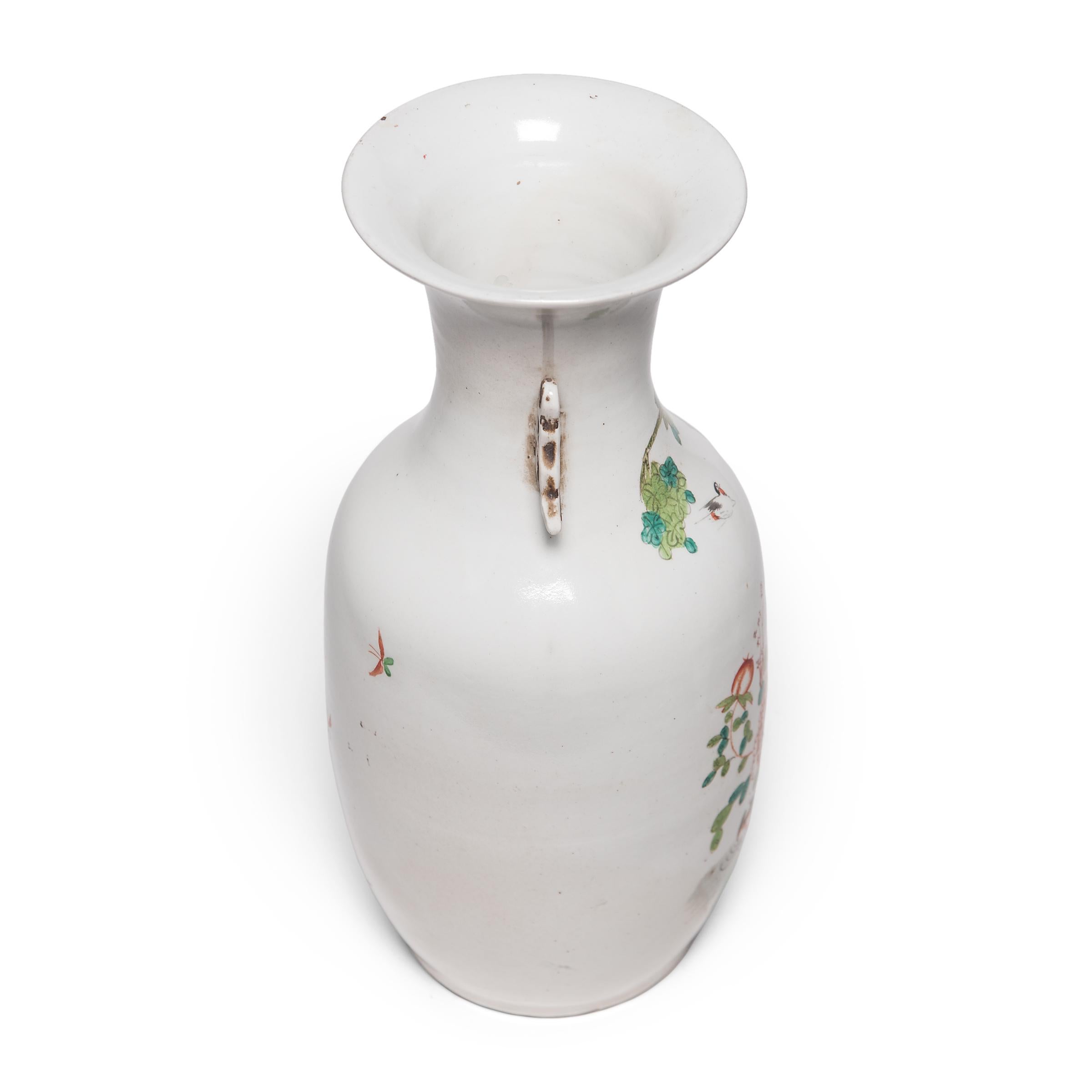 Glazed Chinese Springtime Phoenix Tail Vase, circa 1900 For Sale