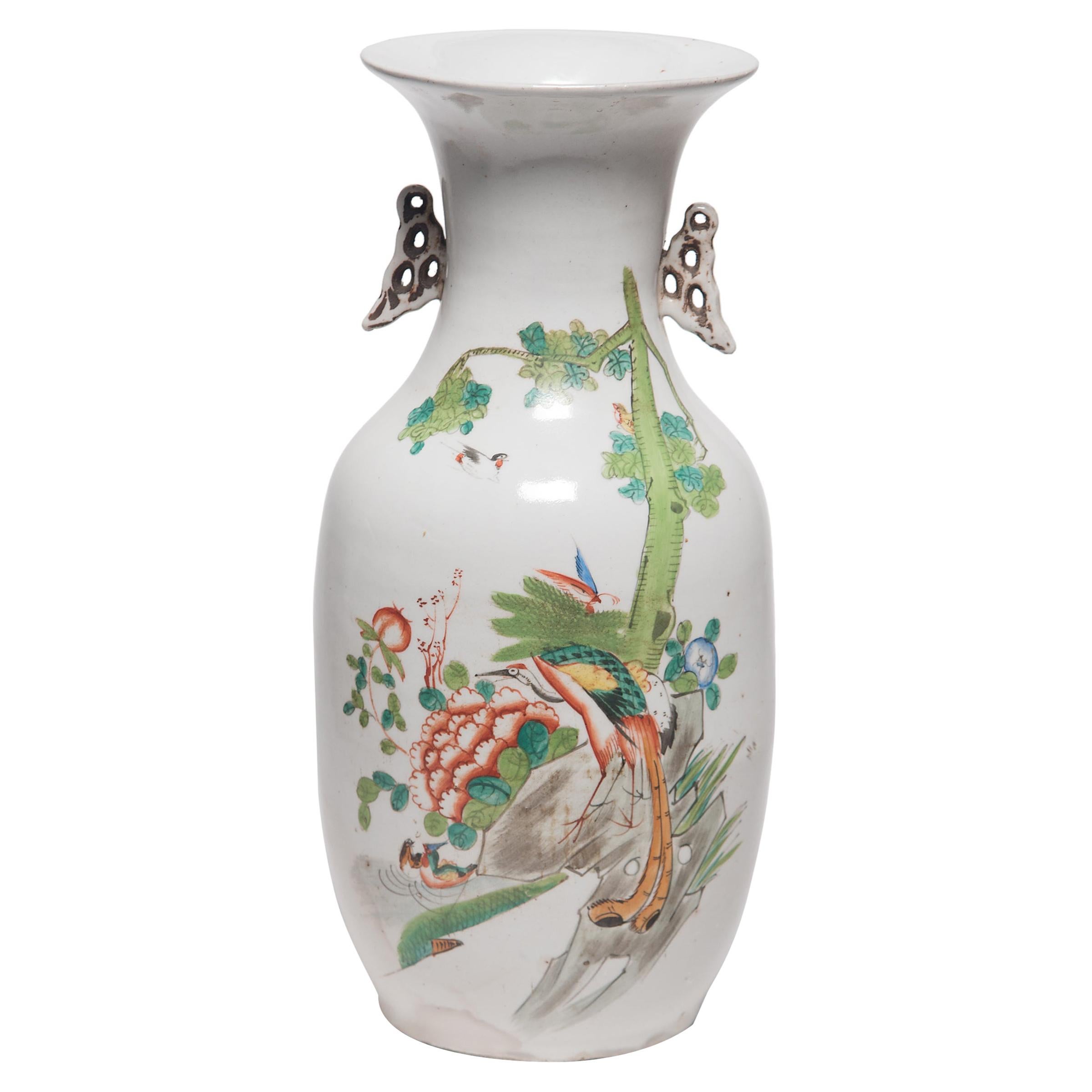 Chinese Springtime Phoenix Tail Vase, circa 1900 For Sale