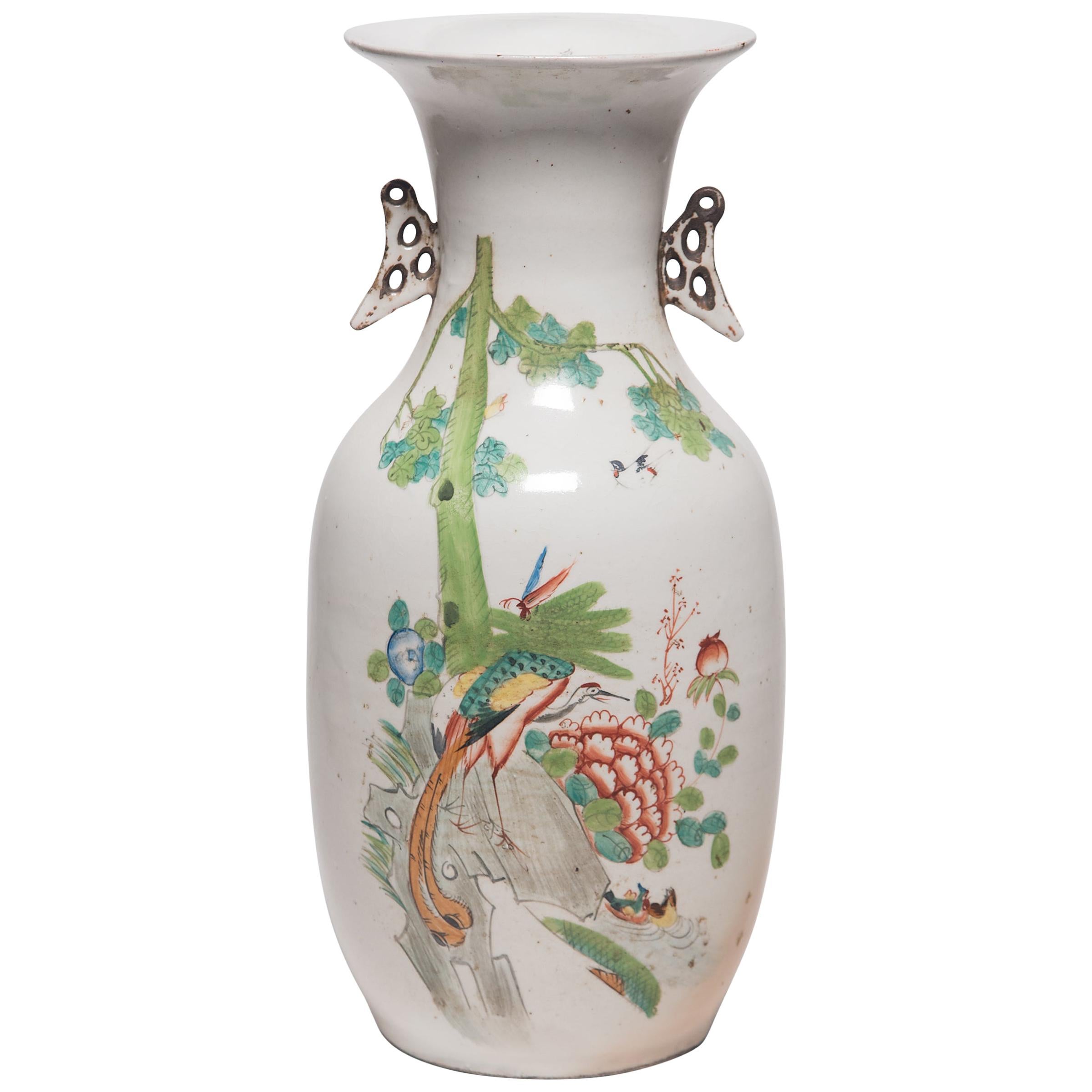 Chinese Springtime Phoenix Tail Vase, circa 1900