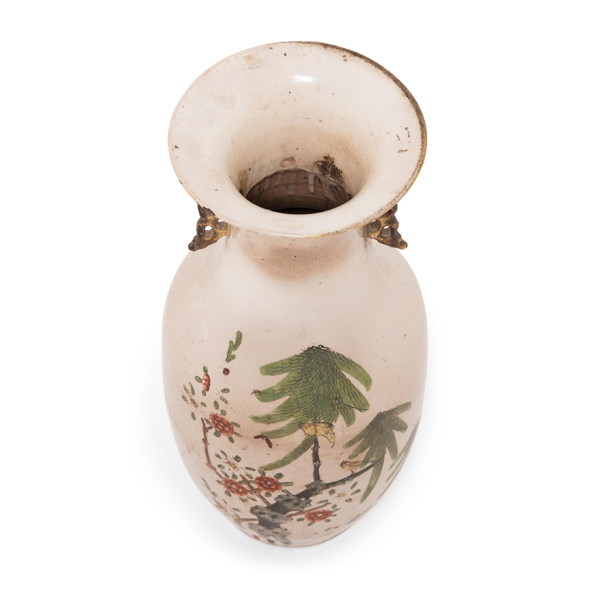 Glazed Chinese Springtime Phoenix Tail Vase, c. 1900 For Sale