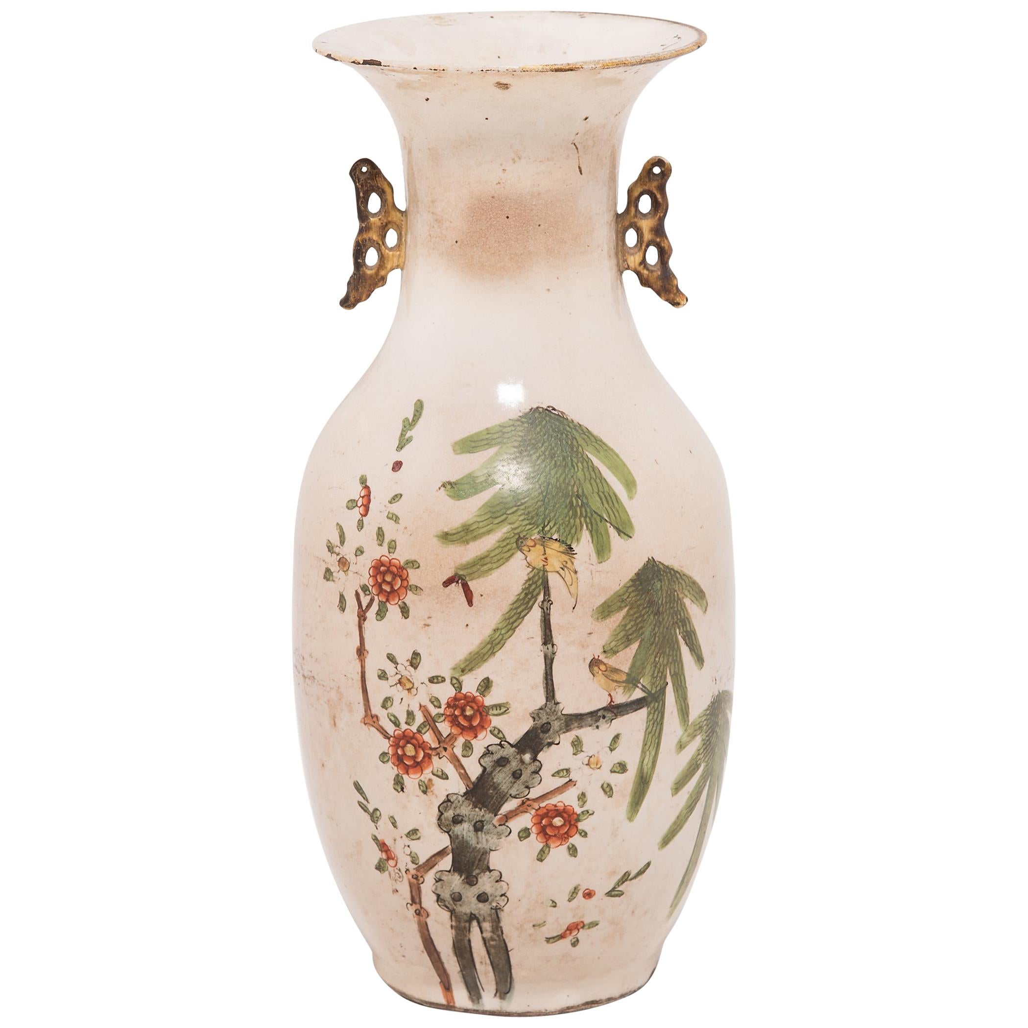 Chinese Springtime Phoenix Tail Vase, c. 1900 For Sale