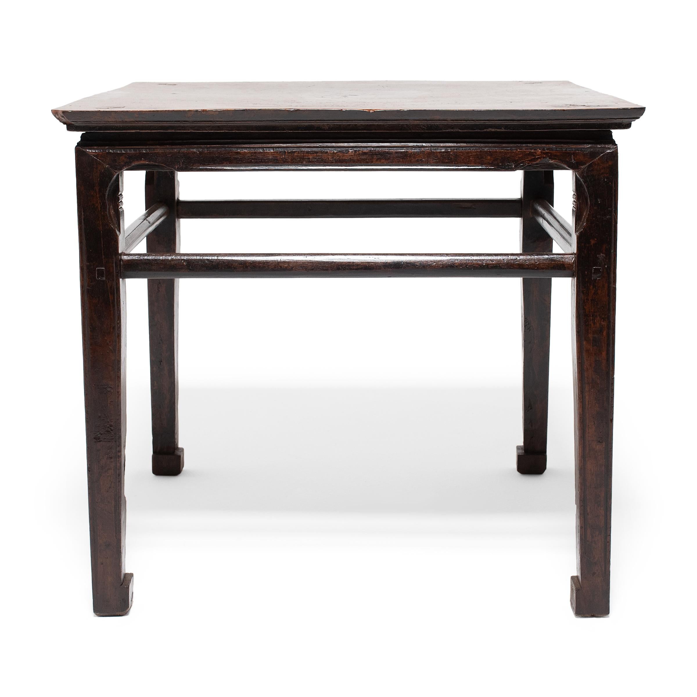 Qing Chinese Square Burlwood Table, c. 1850 For Sale