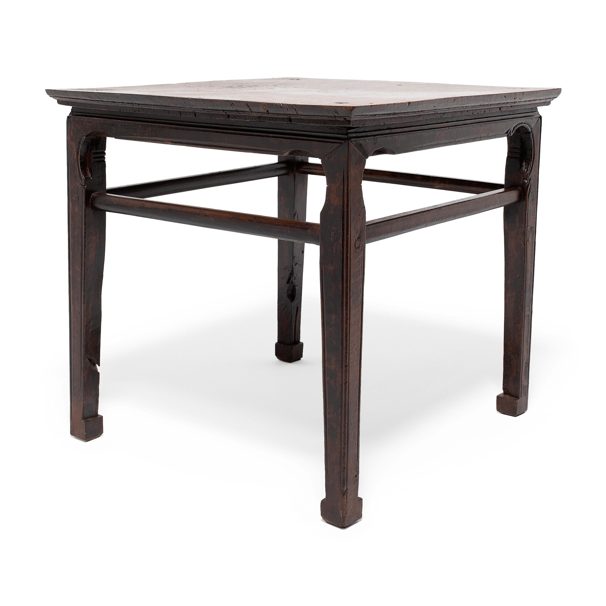 Chinese Square Burlwood Table, c. 1850 In Good Condition For Sale In Chicago, IL