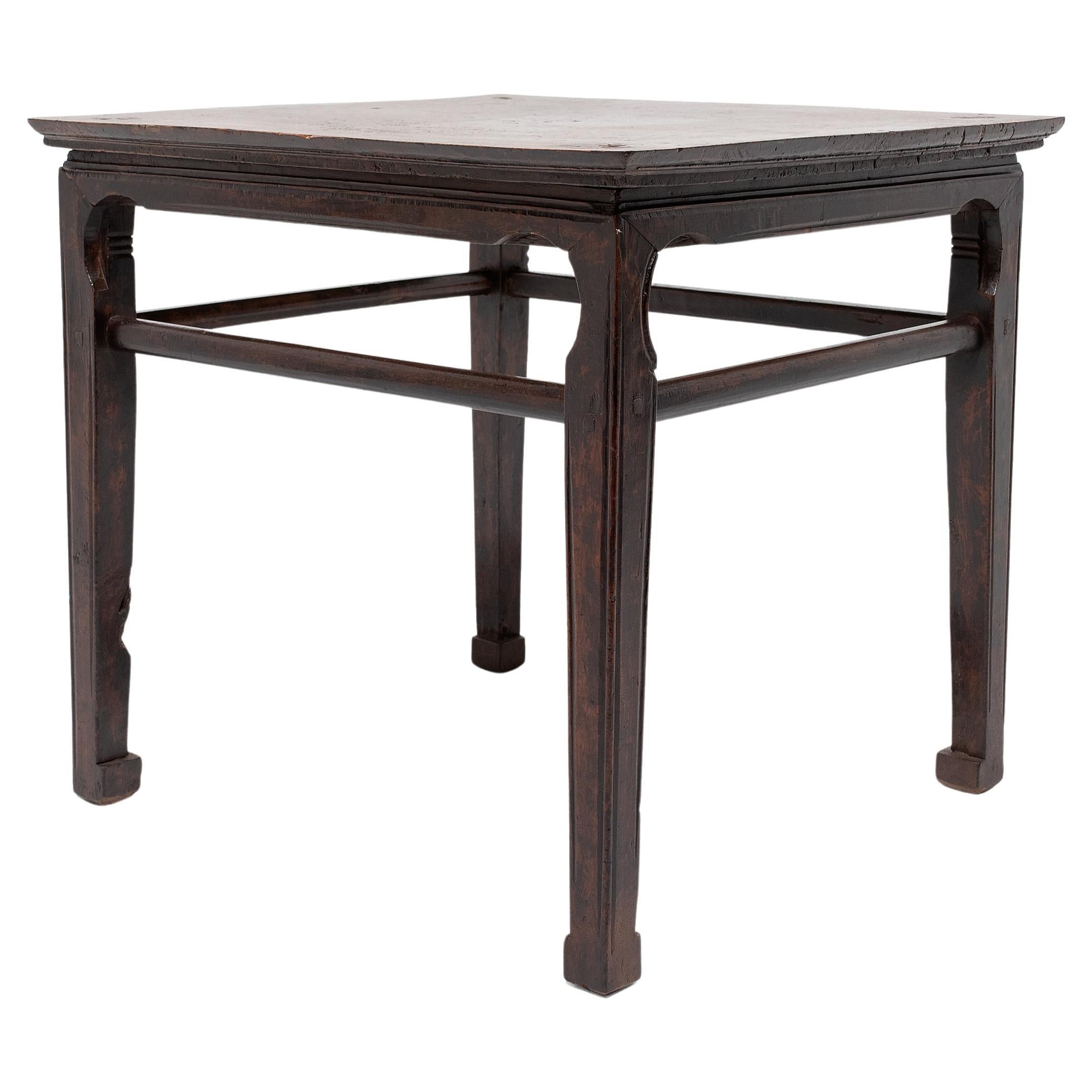 Chinese Square Burlwood Table, c. 1850 For Sale