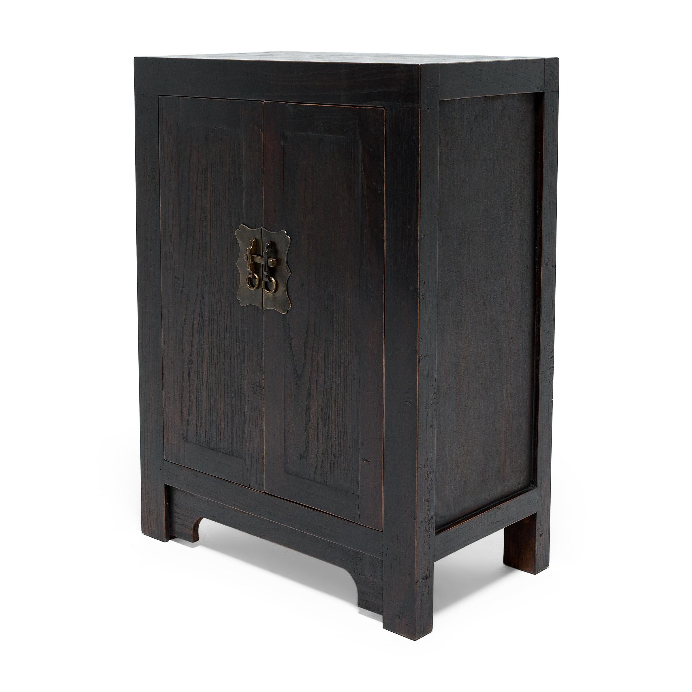 Lacquered Chinese Square Corner Locking Cabinet
