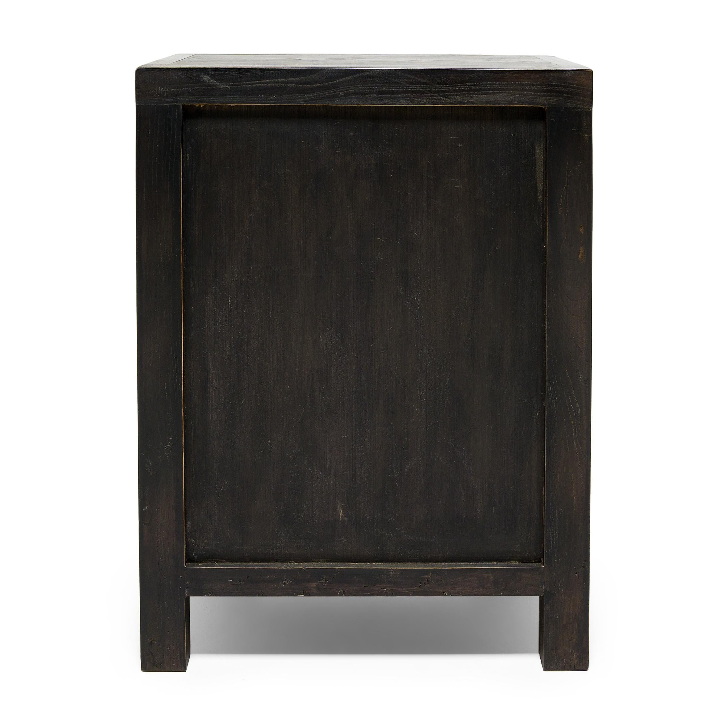 Stained Chinese Square Corner Locking Chest For Sale