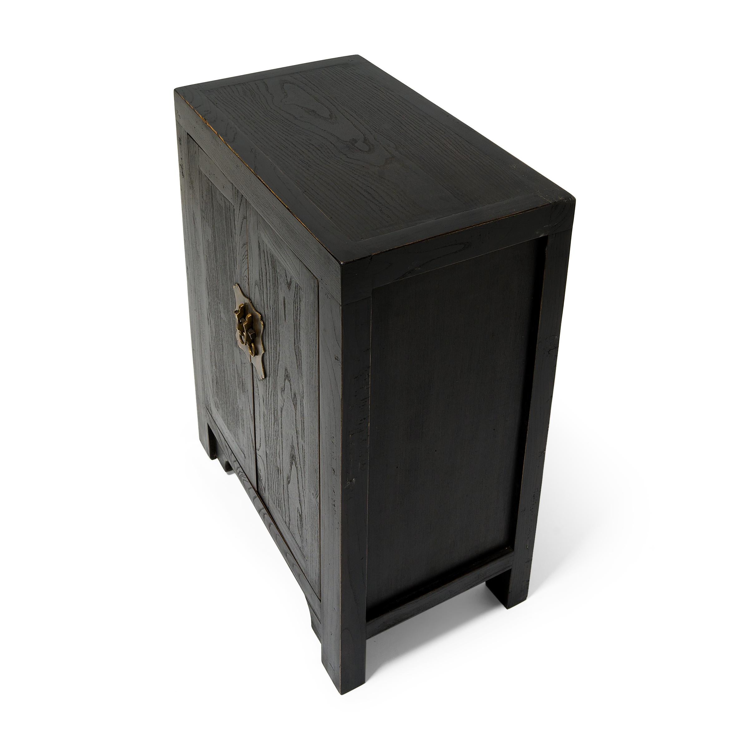 Elm Chinese Square Corner Locking Chest For Sale