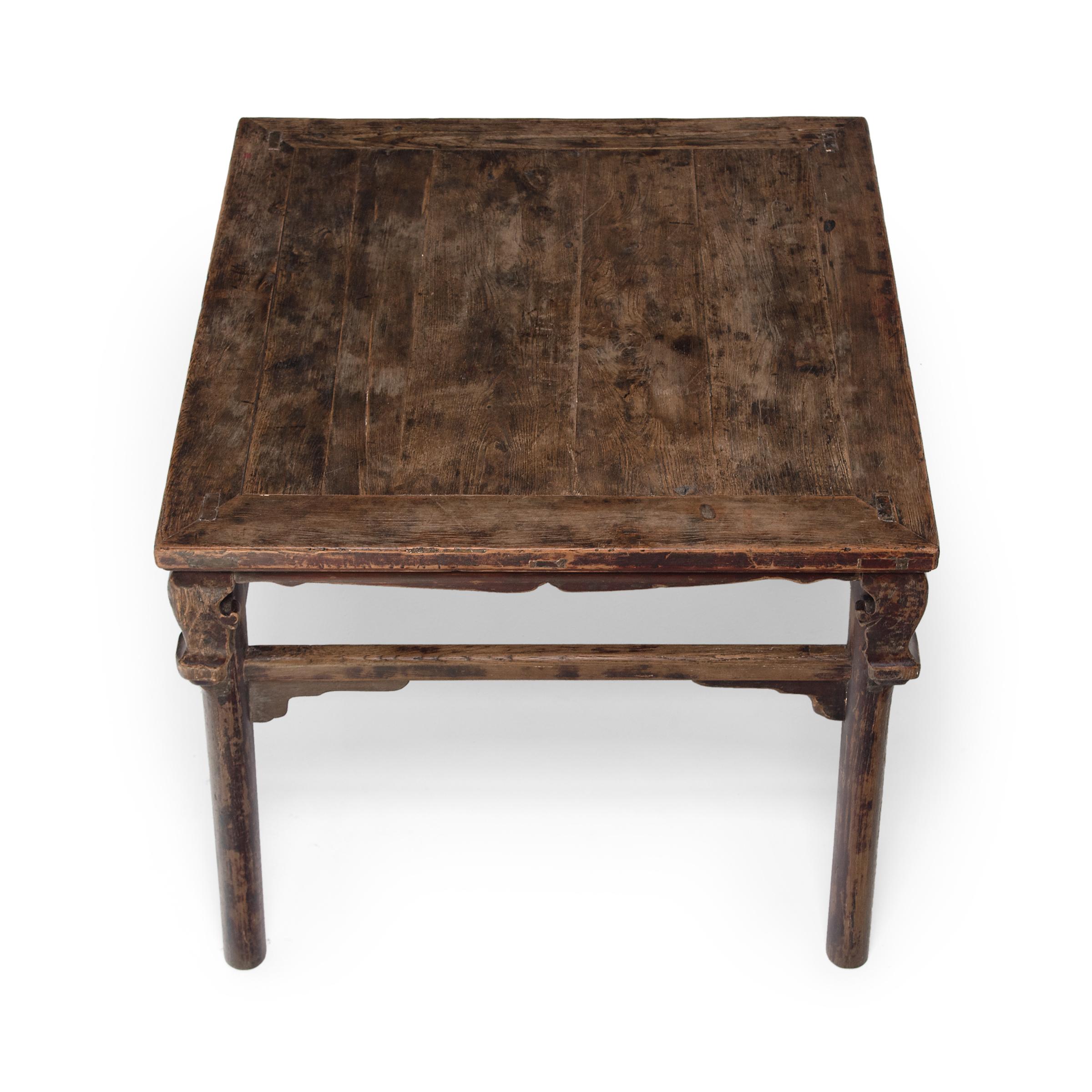 19th Century Chinese Square Display Table with Scroll Corners, circa 1850 For Sale