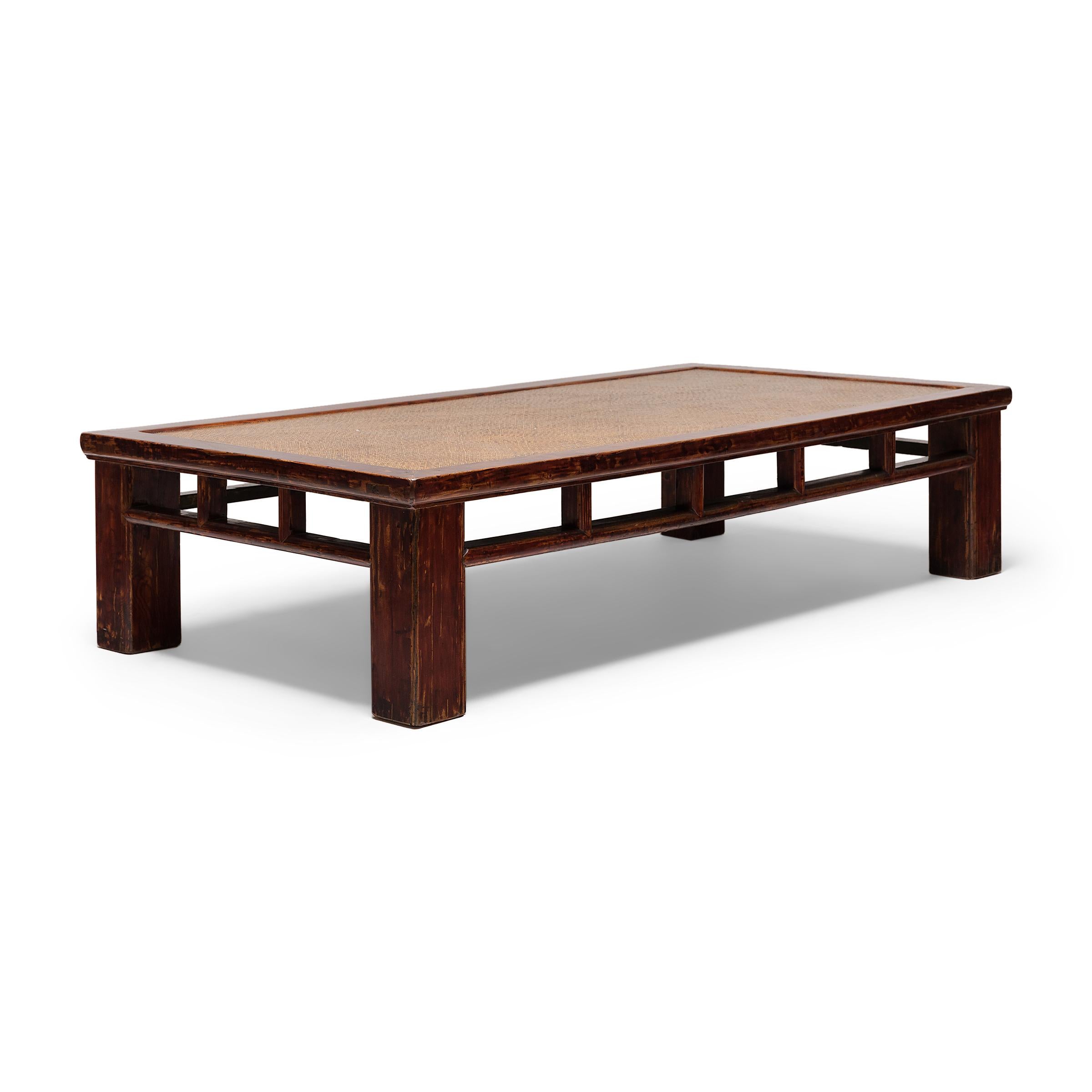 Qing Chinese Square Leg Woven Top Daybed, c. 1900