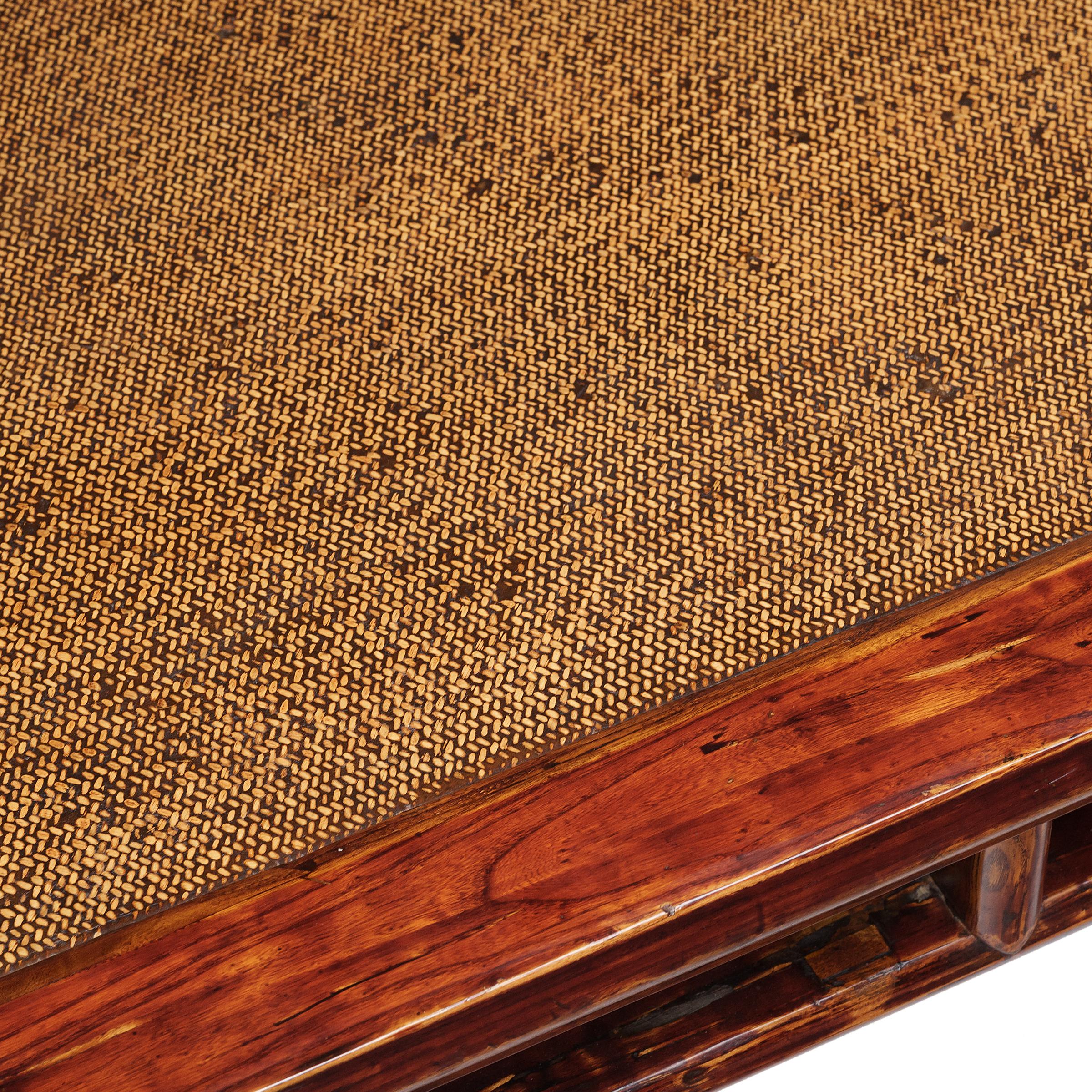 Lacquered Chinese Square Leg Woven Top Daybed, c. 1900