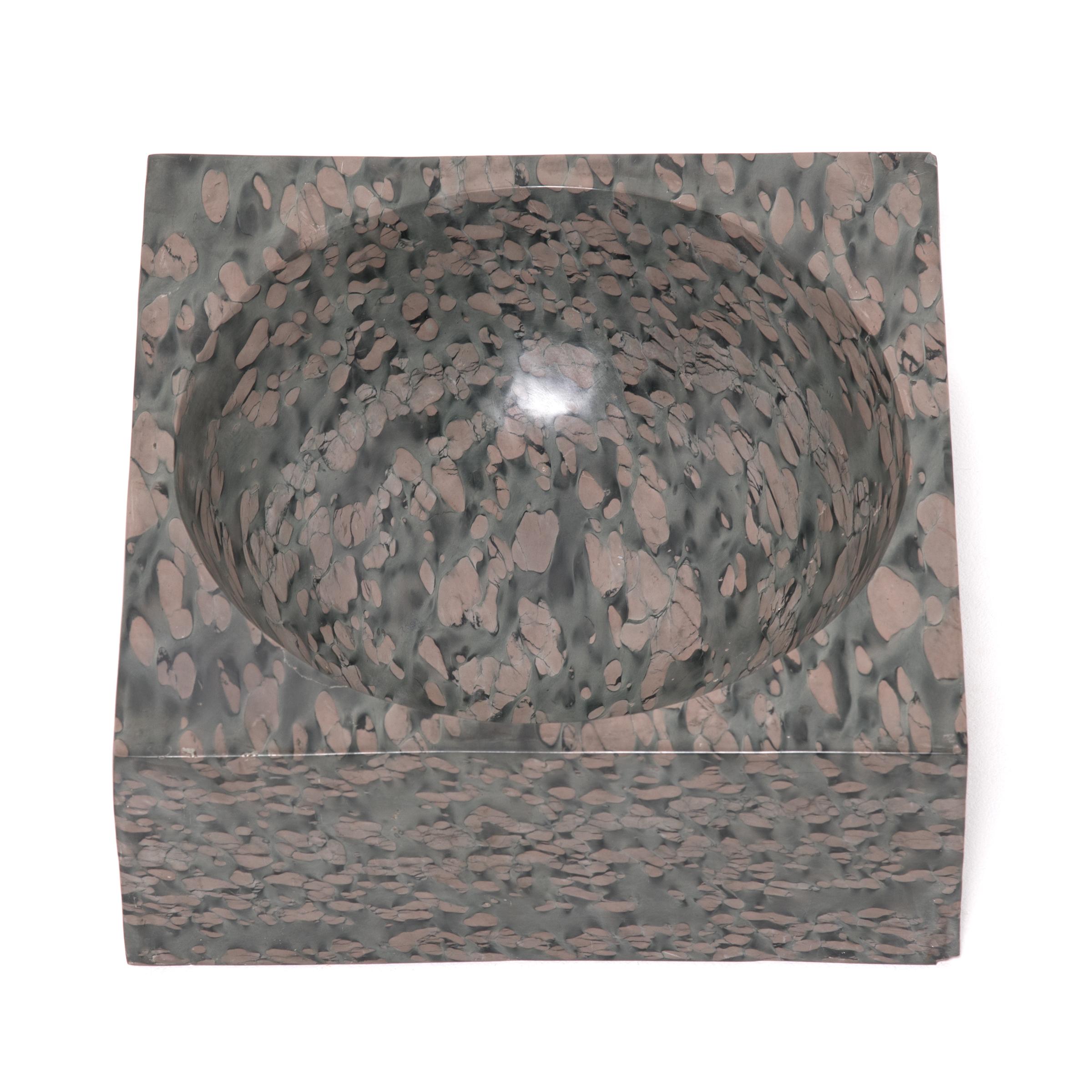 Chinese Squared Zhenzhu Stone Basin In Good Condition For Sale In Chicago, IL