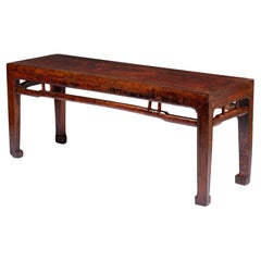 Chinese Stained Walnut Hardwood Bench with Frame and Panel Top, 1800-50