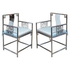 Chinese Stainless Steel Armchairs, Contemporary