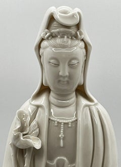 Chinese Standing White Porcelain Buddha Blank Dasheen Guanyin, Ca. 1930s
