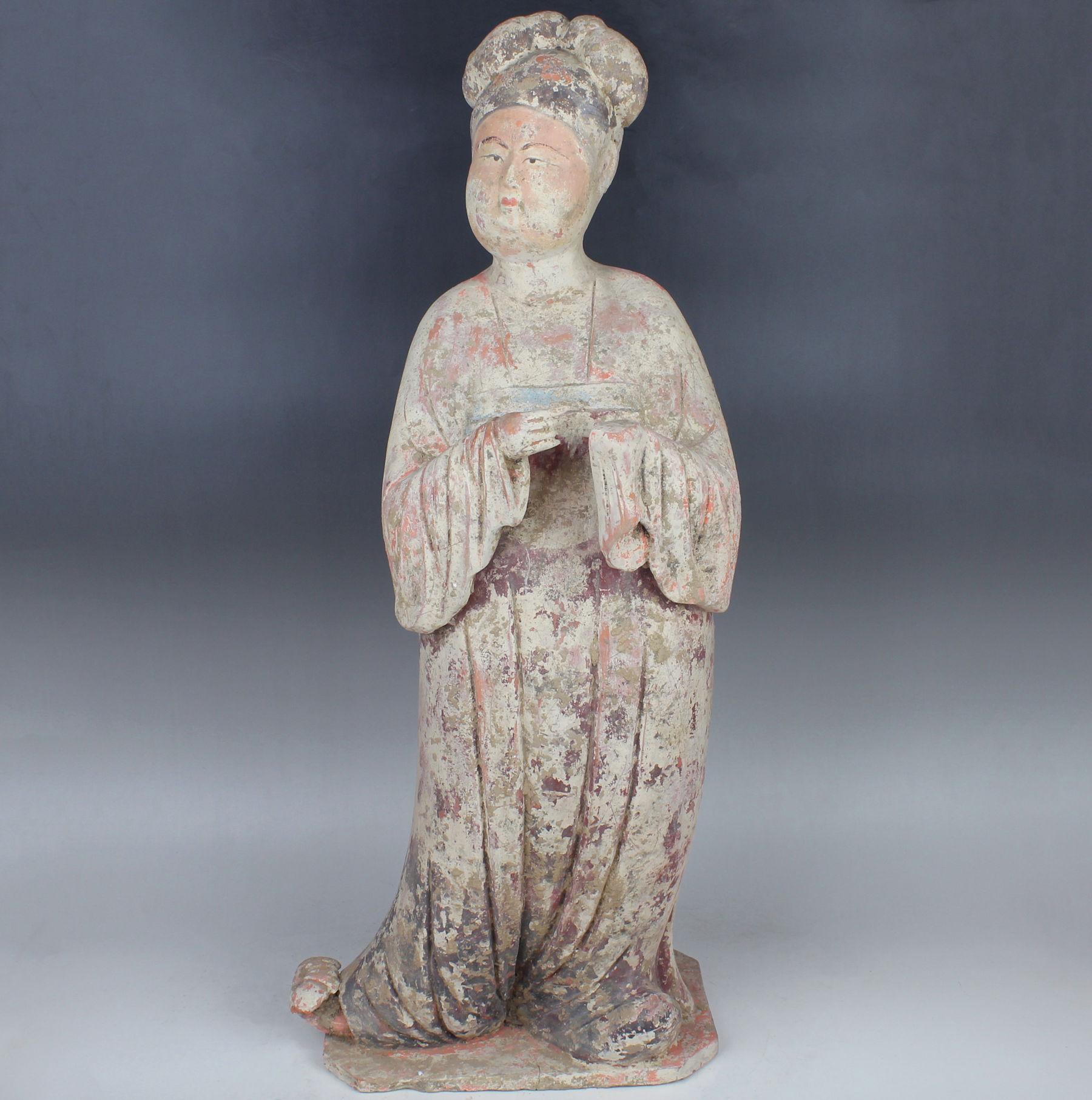 ITEM: Statuette of a Fat Lady
MATERIAL: Pottery
CULTURE: Chinese, Tang Dynasty
PERIOD: 618 – 907 A.D
DIMENSIONS: 655 mm x 265 mm x 210 mm
CONDITION: Good condition. Includes Thermoluminescence test by Laboratory Kotalla (Reference 05B101123).