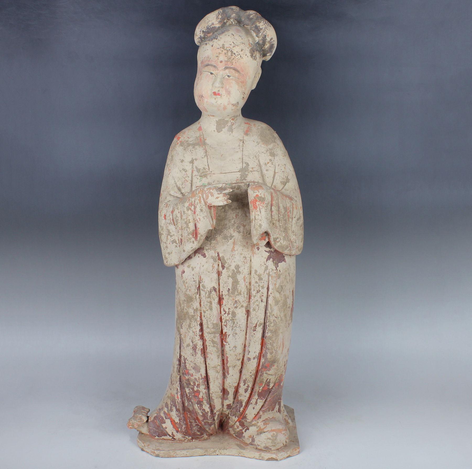 ITEM: Statuette of a Fat Lady
MATERIAL: Pottery
CULTURE: Chinese, Tang Dynasty
PERIOD: 618 – 907 A.D
DIMENSIONS: 645 mm x 260 mm x 180 mm
CONDITION: Good condition. Includes Thermoluminescence test by Laboratory Kotalla (Reference 04B101123).