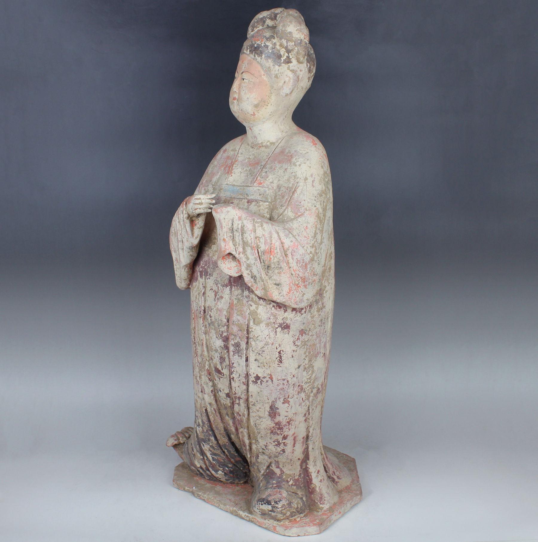 Pottery Chinese statuette of a Fat Lady For Sale