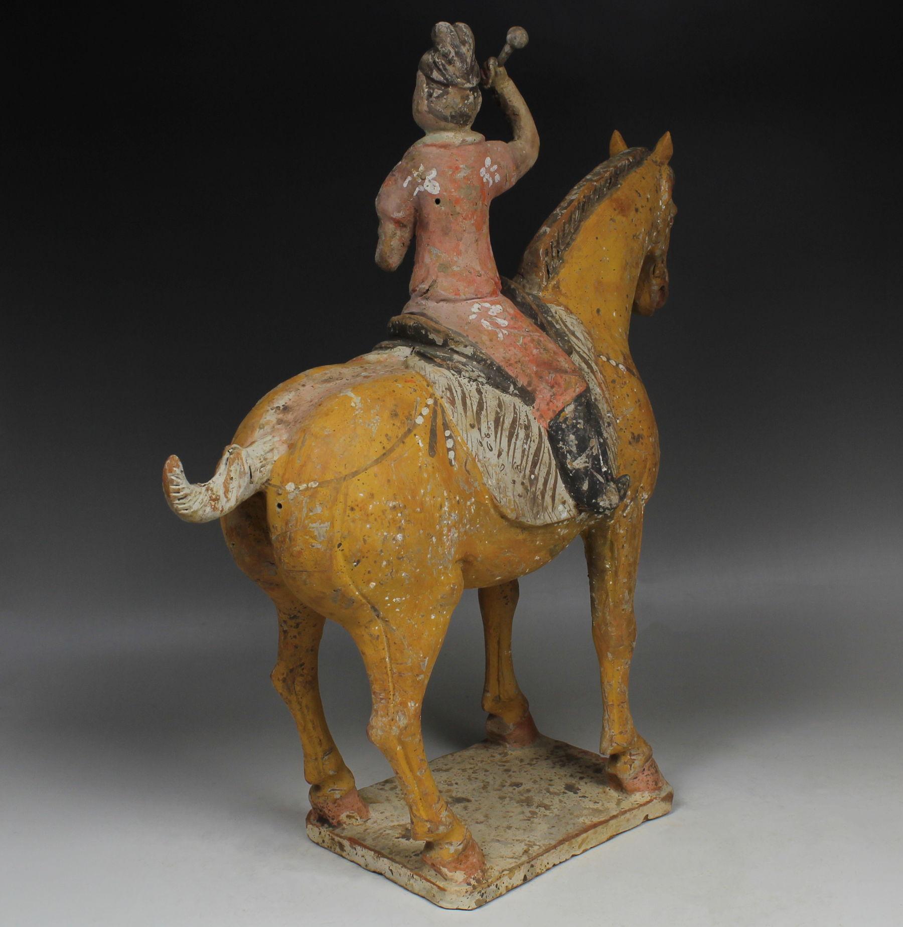 Chinese statuette of a horse with musician For Sale 1