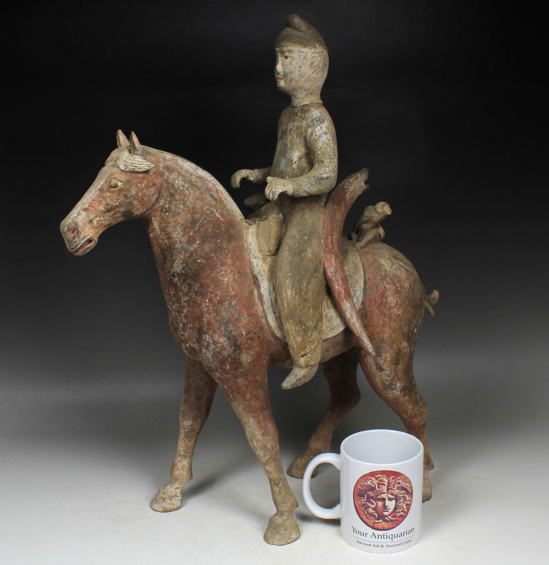Chinese statuette of a horse with rider In Good Condition For Sale In EL CAMPELLO, ES
