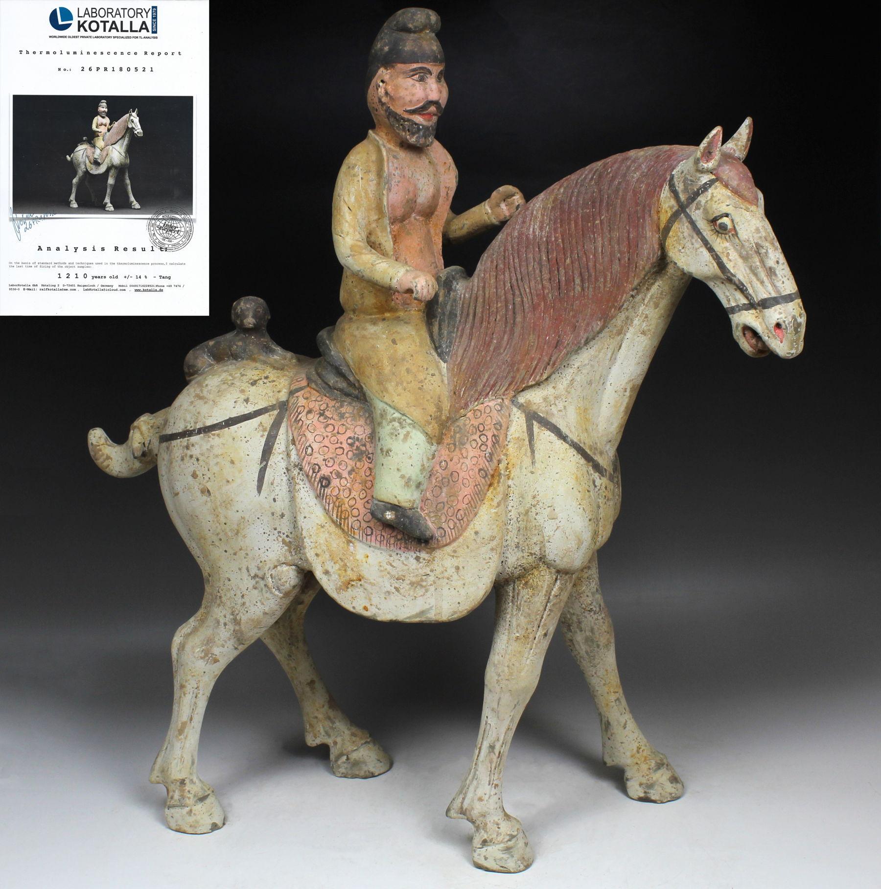 Tang Chinese statuette of a Sogdian rider For Sale
