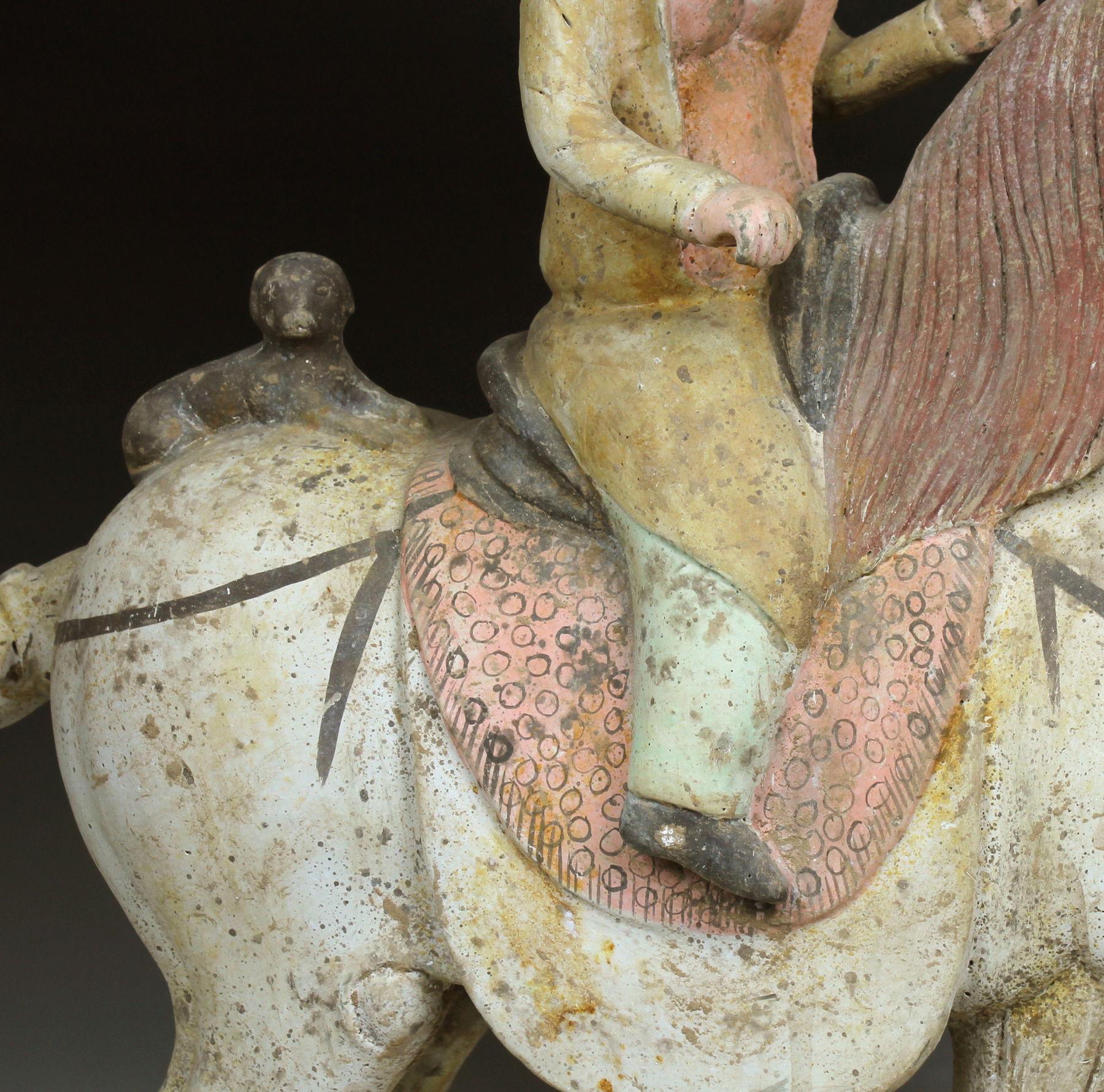 18th Century and Earlier Chinese statuette of a Sogdian rider For Sale