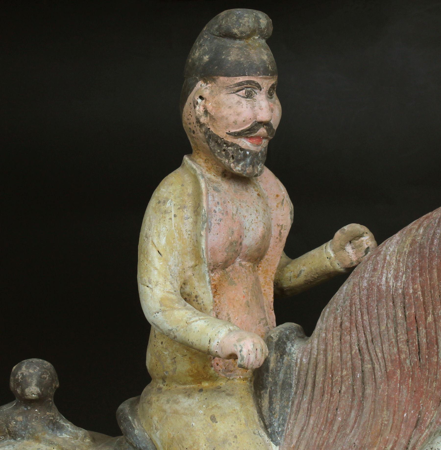 Pottery Chinese statuette of a Sogdian rider For Sale