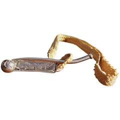 Chinese Sterling Silver Dragon Bosun Whistle with Rope Lanyard, Circa 1900