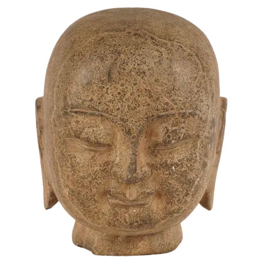 Tête de Bouddha en pierre chinoise