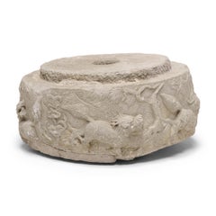 Chinese Stone Column Base with Mythical Qilin, c. 1850