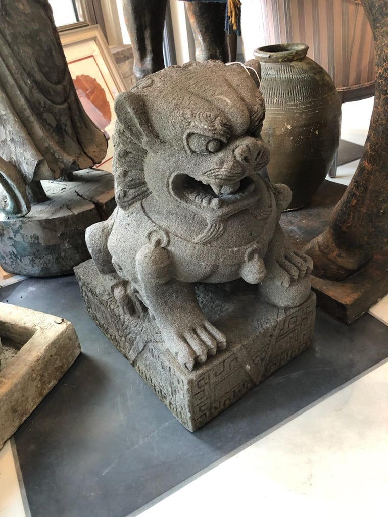 Chinese Stone Foo Guard Dog Garden Ornament For Sale at 1stdibs