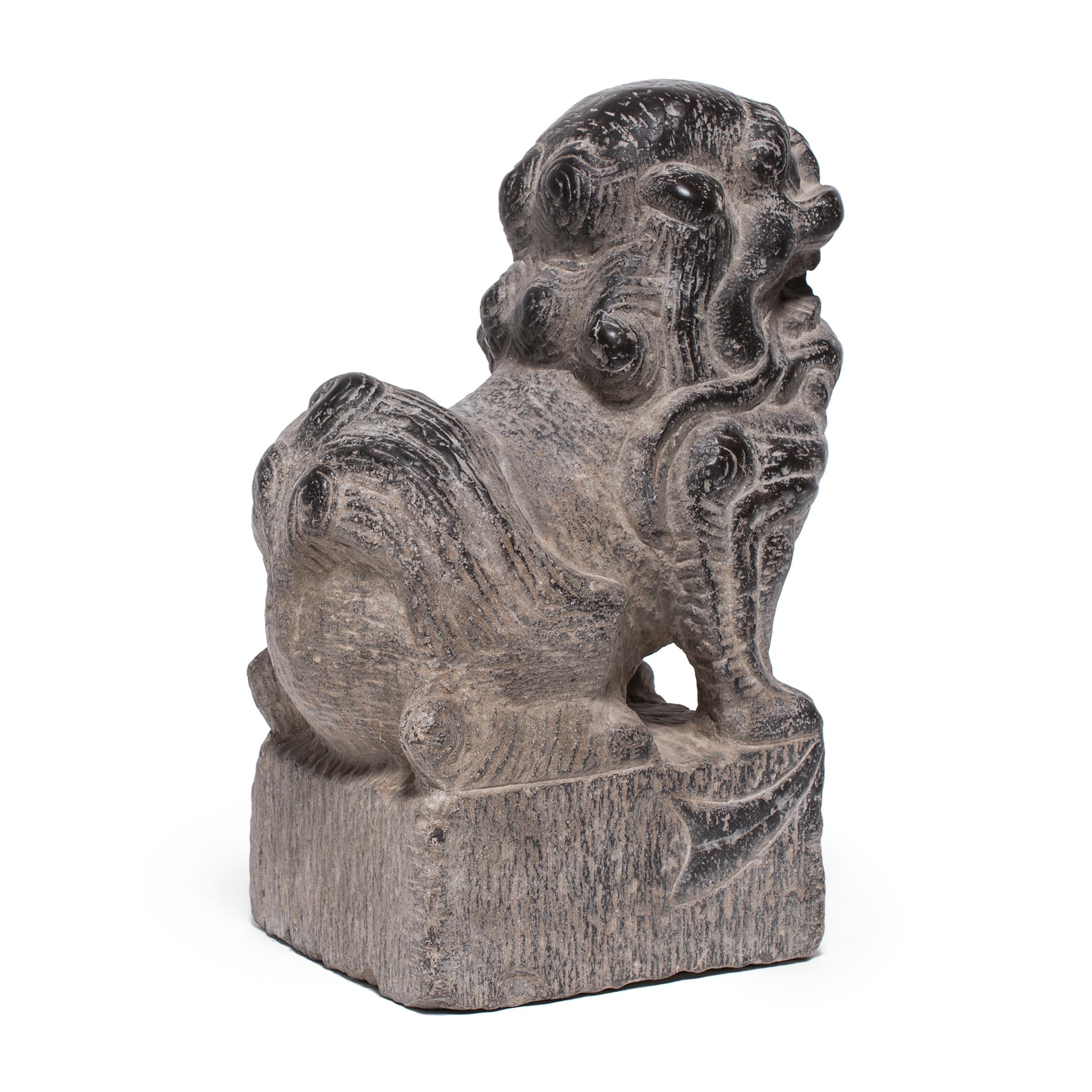 Hand-Carved Chinese Stone Fu Dog Guardian Charm