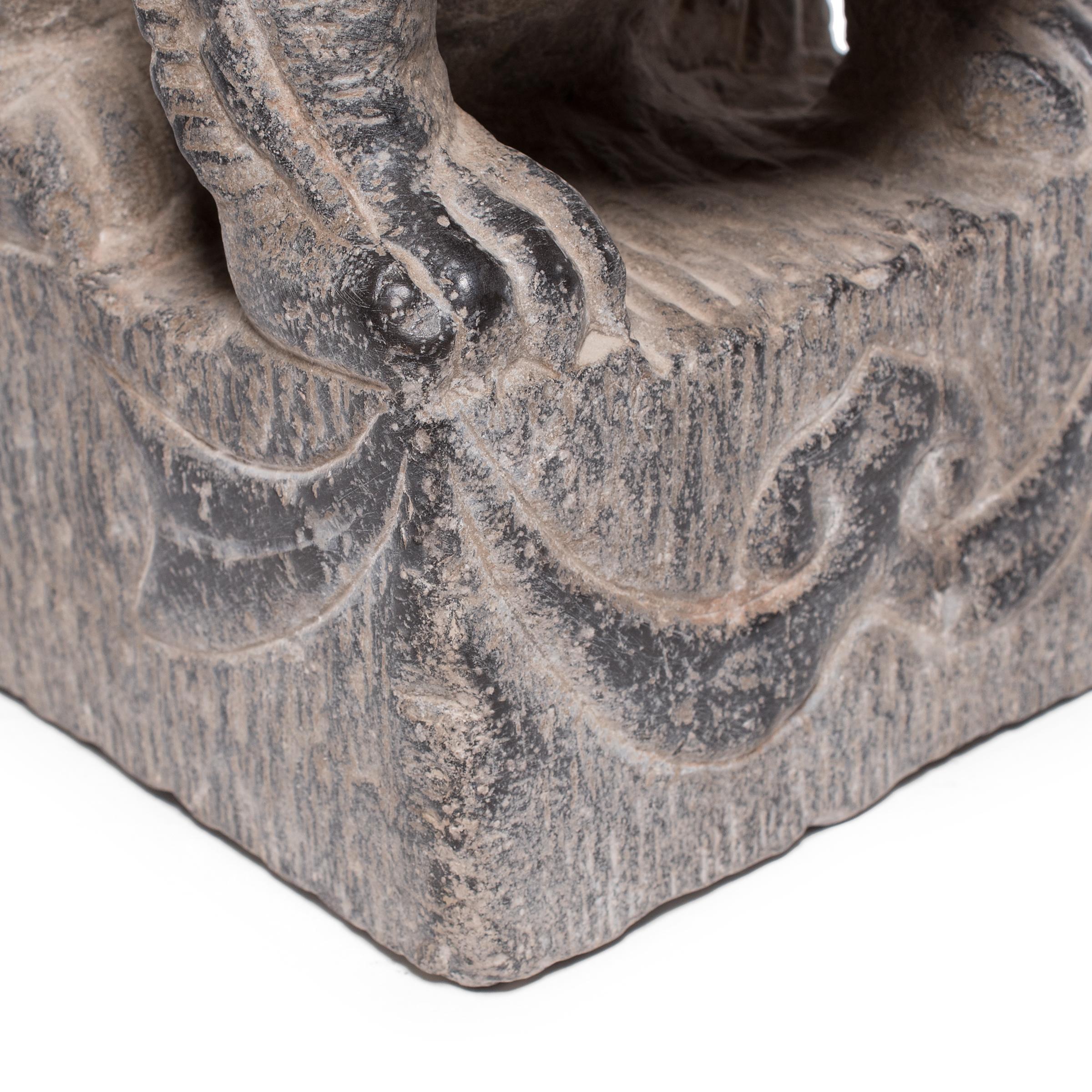 Limestone Chinese Stone Fu Dog Guardian Charm