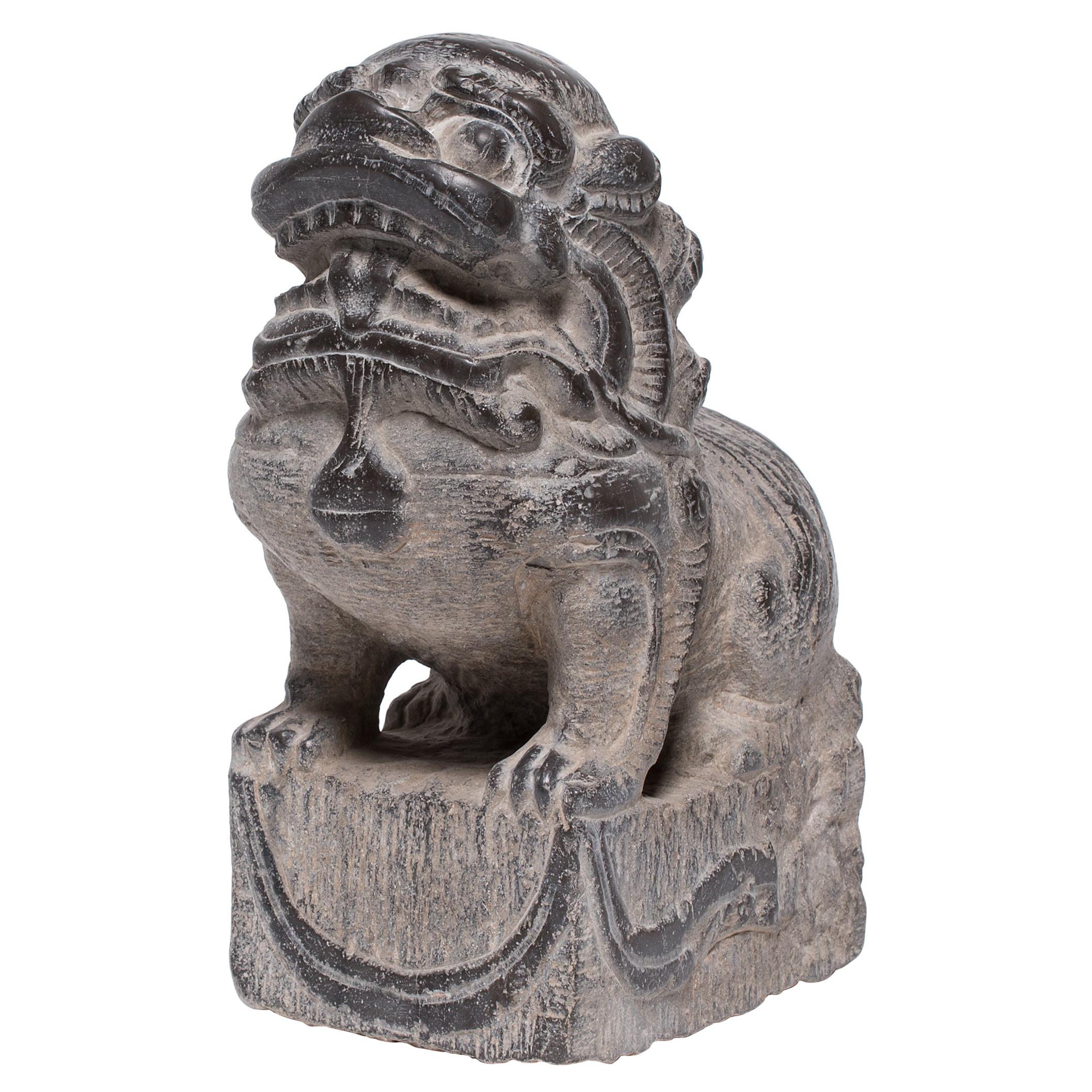 Chinese Stone Fu Dog Guardian Charm For Sale