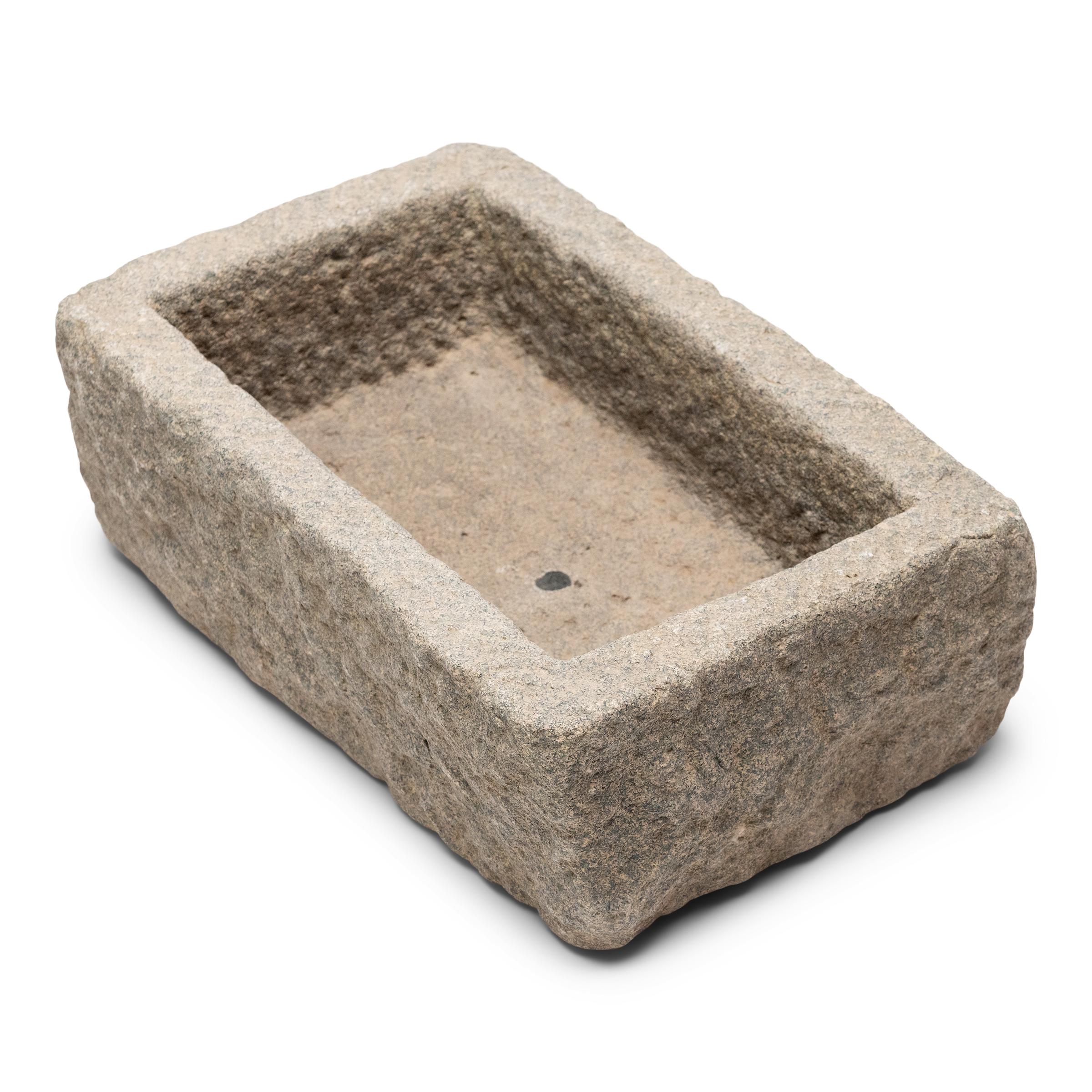 Hand-Carved Chinese Stone Garden Trough, c. 1850 For Sale